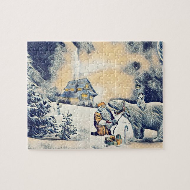 Japanischer Wave Artwork Santa Claus Polar Bär (Horizontal)