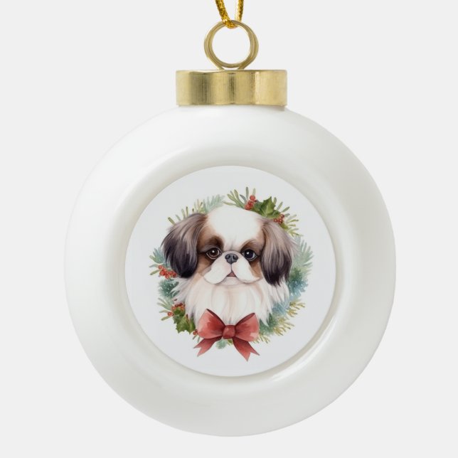 Japanischer Weihnachtsmann Weihnachtsmann Keramik Kugel-Ornament (Vorderseite)