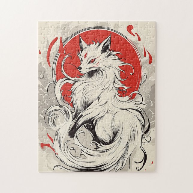 Japanischer White Kitsune Fuchs (Vertikal)