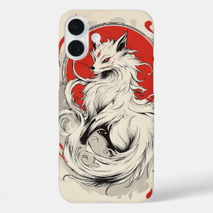 Japanischer White Kitsune Fuchs iPhone 16 Plus Hülle