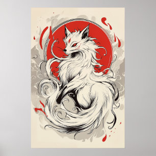 Japanischer White Kitsune Fuchs Poster