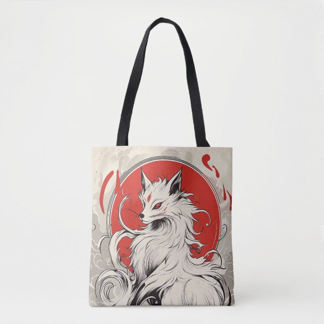 Japanischer White Kitsune Fuchs Tasche (Vorderseite)
