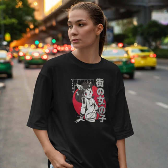 Japanischer Wolf Anime Girl T-Shirt (Von Creator hochgeladen)