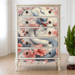 Japanischer Zen-Garten Drache   Fine Art Decoupage Seidenpapier