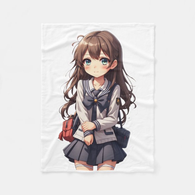 Japanisches Anime School Girl Fleecedecke (Vorderseite)