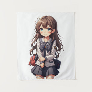 Japanisches Anime School Girl Wandteppich