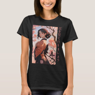 Japanisches animiertes Mädchen im Yukata-T - Shirt