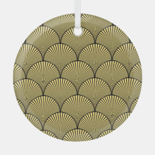 Japanisches Art Deco: Schwarz-Gold-Design Ornament Aus Glas