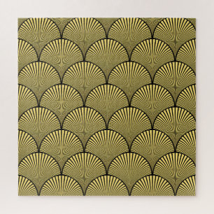 Japanisches Art Deco: Schwarzes Golddesign
