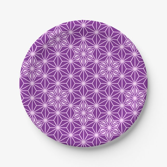 Japanisches Asanoha-Muster - Amethyst lila Pappteller (Vorderseite)