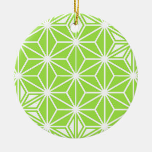Japanisches Asanoha-Muster - hellgrüne Linse Keramikornament