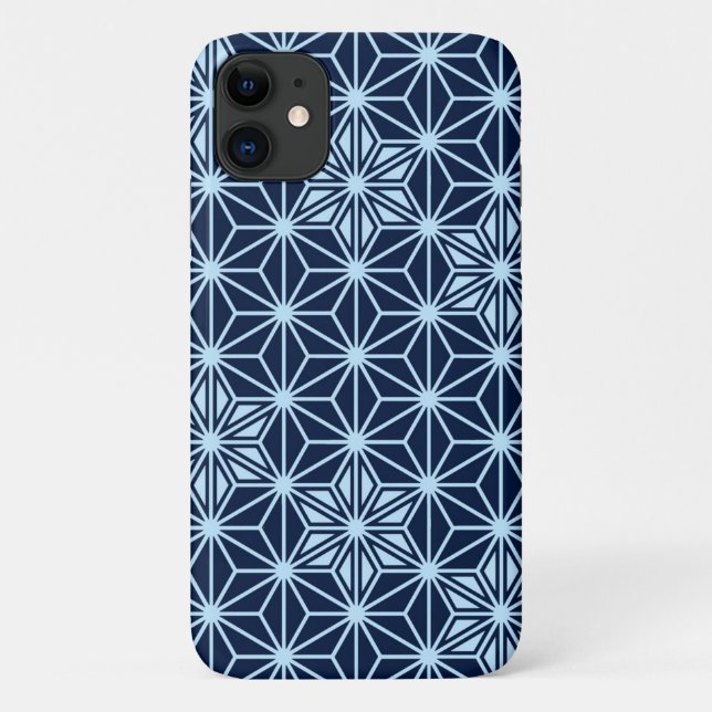 Japanisches Asanoha-Muster - Indigoblau Case-Mate iPhone Hülle (Rückseite)