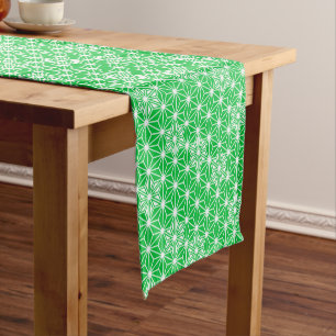 Japanisches Asanoha-Muster, Jade Green Kurzer Tischläufer