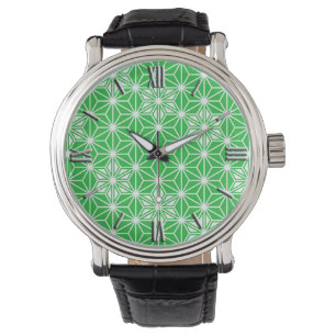 Japanisches Asanoha-Muster - Jadegrün Armbanduhr