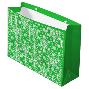 Japanisches Asanoha-Muster - Jadegrün Große Geschenktüte