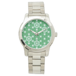 Japanisches Asanoha-Muster - Kieferngrün Armbanduhr