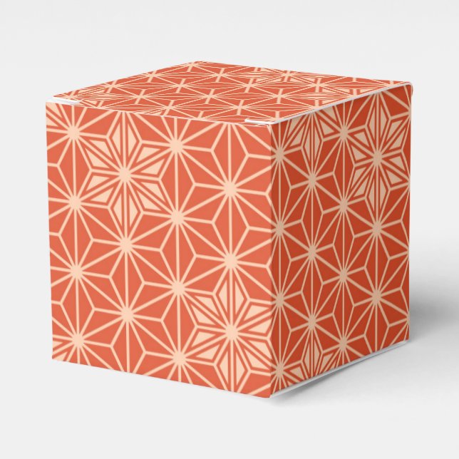 Japanisches Asanoha-Muster - Korallenorange Geschenkschachtel (Vorderseite)