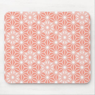 Japanisches Asanoha-Muster - Korallenrosa Mousepad
