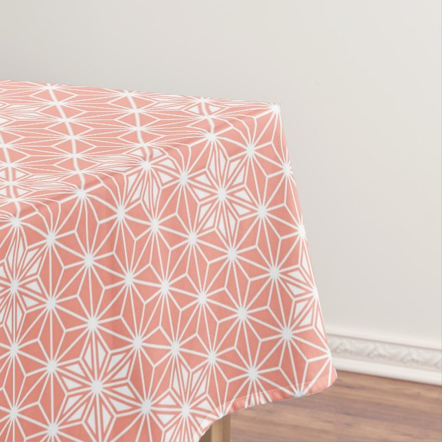 Japanisches Asanoha-Muster - Korallenrosa Tischdecke (Beispiel)