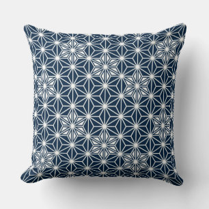 Japanisches Asanoha-Muster - marineblau Kissen