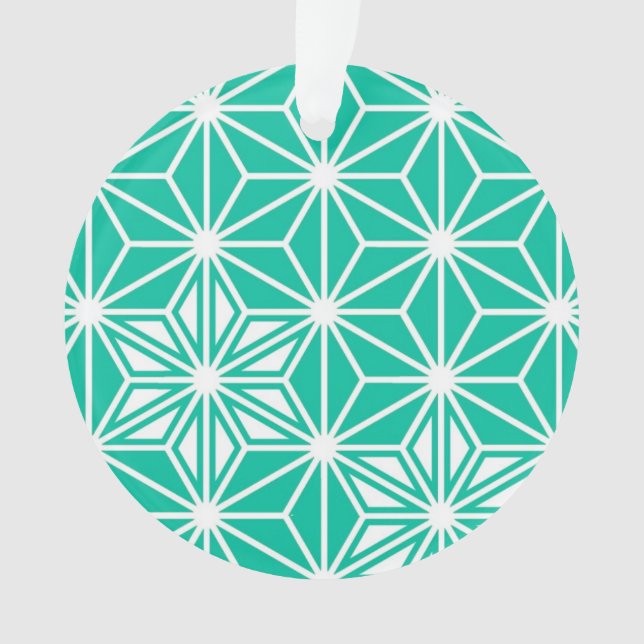 Japanisches Asanoha-Muster - pfauenblau Ornament (Vorderseite)