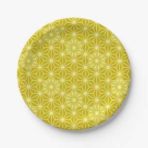 Japanisches Asanoha-Muster - Senfgold Pappteller