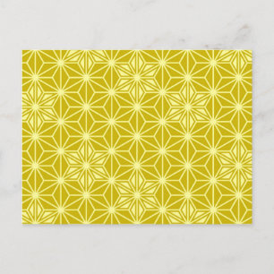 Japanisches Asanoha-Muster - Senfgold Postkarte