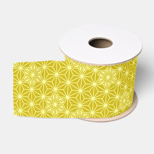 Japanisches Asanoha-Muster - Senfgold Ripsband (Spule)