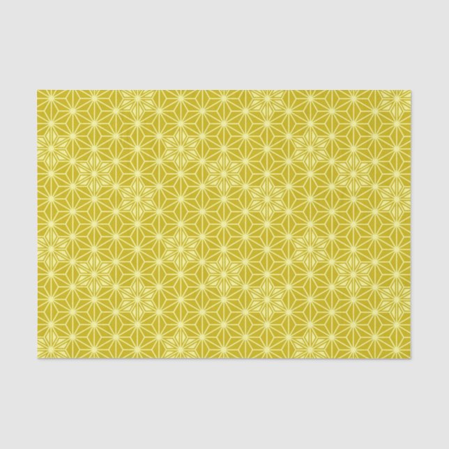 Japanisches Asanoha-Muster - Senfgold Seidenpapier (Vorderseite)