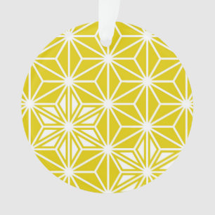 Japanisches Asanoha-Muster - Senfgold und weiß Ornament
