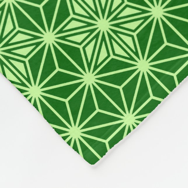 Japanisches Asanoha-Muster, Smaragd und Linse Gree Fleecedecke (Ecke)