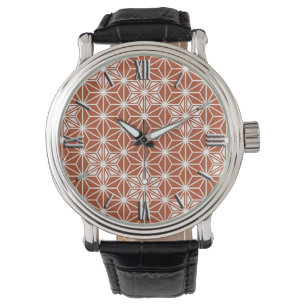 Japanisches Asanoha-Muster - Terrakotta Armbanduhr