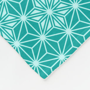 Japanisches Asanoha-Muster - Türkis Fleecedecke