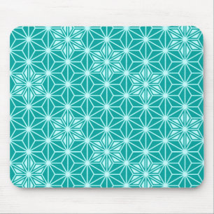 Japanisches Asanoha-Muster - Türkis Mousepad