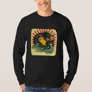 Japanisches ästhetisches rotes Drachen-Symbol Kanj T-Shirt
