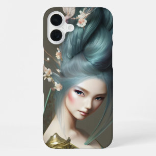 Japanisches blauhaariges Prinzessin Fantasy Art Po iPhone 16 Plus Hülle