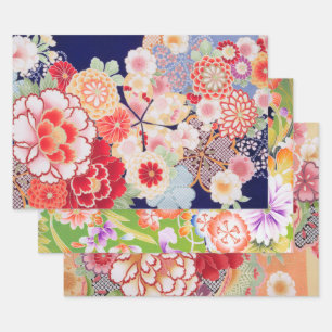 Japanisches Blumendesign Geschenkpapier Set