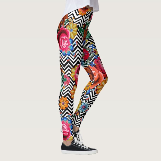 Japanisches Blumenmuster  Leggings (Rechts)