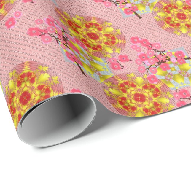 Japanisches Cherry Blossom Luxury Pattern Geschenkpapier (Rolleneckpunkt)