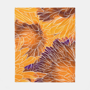Japanisches Chrysanthemum: Aquarellfarbenes Nahtlo Fleecedecke