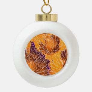Japanisches Chrysanthemum: Aquarellfarbenes Nahtlo Keramik Kugel-Ornament
