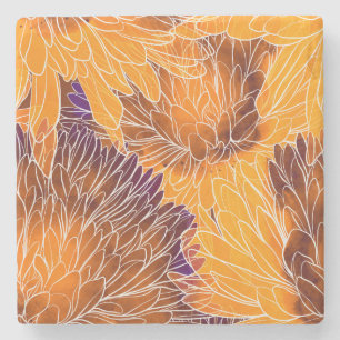 Japanisches Chrysanthemum: Aquarellfarbenes Nahtlo Steinuntersetzer