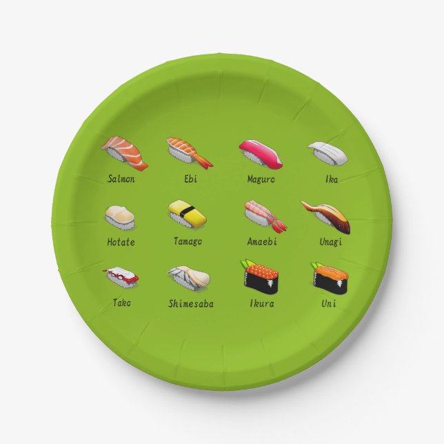 Japanisches Dinner-Party mit Sushi-Chart Pappteller (Vorderseite)