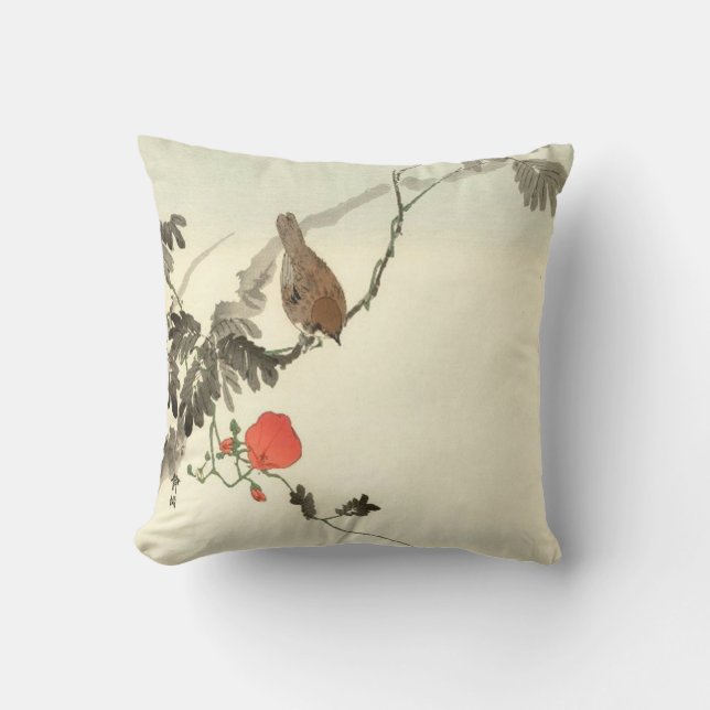 Japanisches Dogwood mit Vogel Kissen (Vorderseite)