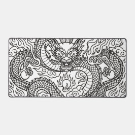 Japanisches Drachen-Linienkunst-Mauspad-Design Schreibtischunterlage
