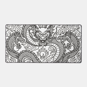 Japanisches Drachen-Linienkunst-Mauspad-Design Schreibtischunterlage