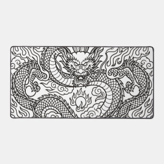 Japanisches Drachen-Linienkunst-Mauspad-Design Schreibtischunterlage