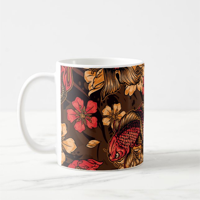 Japanisches Drachenkoi-Muster. Kaffeetasse (Links)