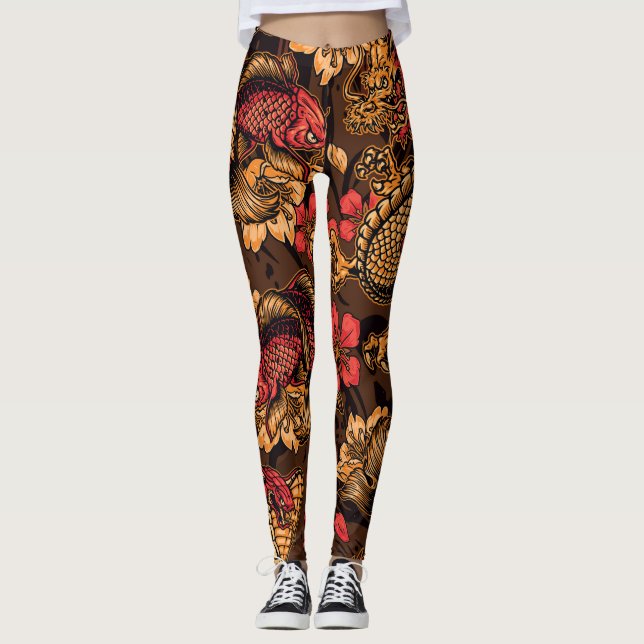 Japanisches Drachenkoi-Muster. Leggings (Vorderseite)