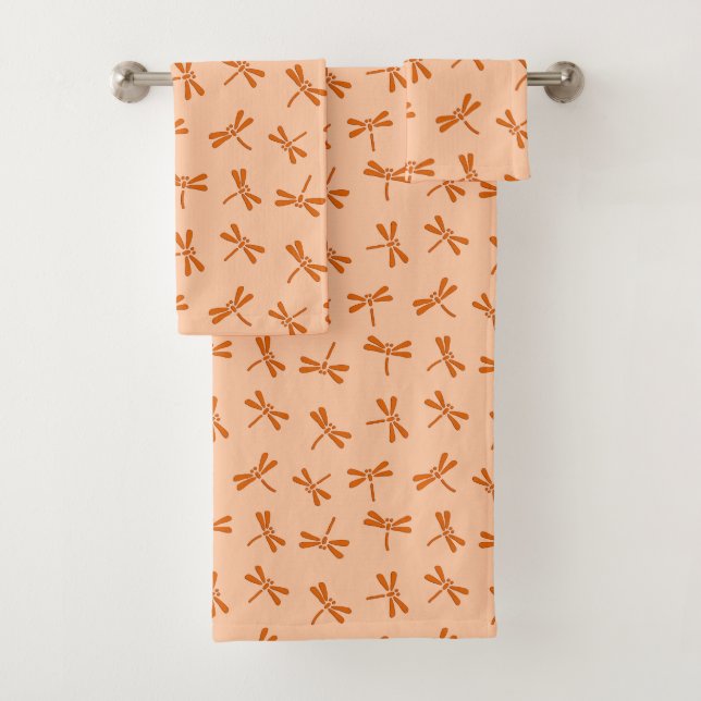 Japanisches Drachenmuster, Mandarin Orange Badhandtuch Set (Insitu)